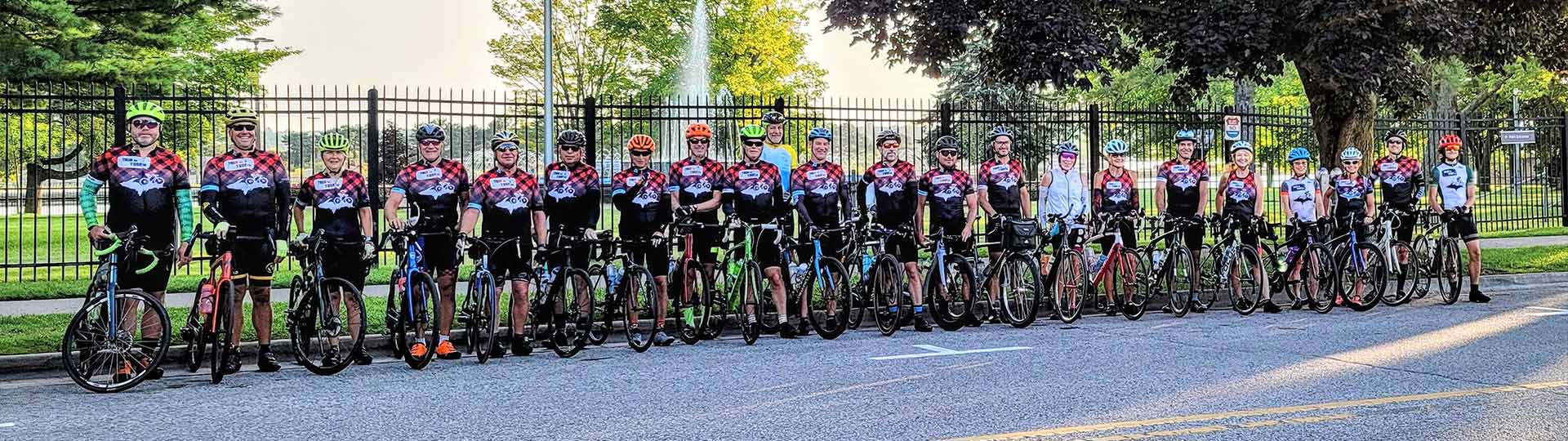 Tour Da Yoop, Eh cyclists lined up for a photo before the final ride of the tour.