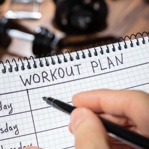 Notebook page titled 'WORKOUT PLAN.'
